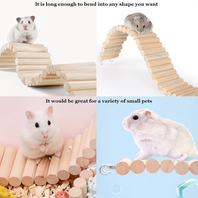 Hamiledyi Hamster Wooden Bridge - Bendy Climbing Ladder, Long Suspension Bridge, Chew Toys for Rat, Mice, Gerbil, Chipmunk, Sugar Glider - Image 5